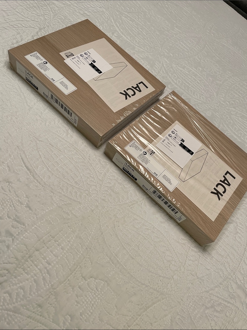 New IKEA LACK Floating Wall Shelves Set of 2 White Stained Oak Effect Natural